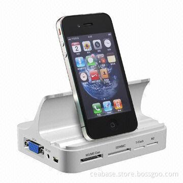 Card Reader for iPad/iPhone, Multi-functional Charger Base, Remote Control, Supports VGA Output